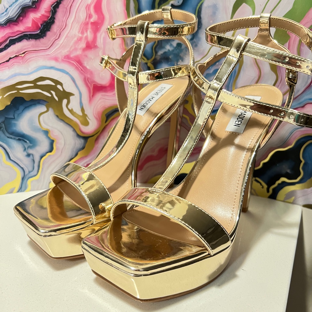 Steve Madden Gold Metallic Platform Heels